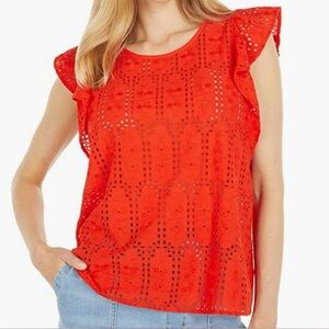 Madewell Bright Red Eyelet Blouse